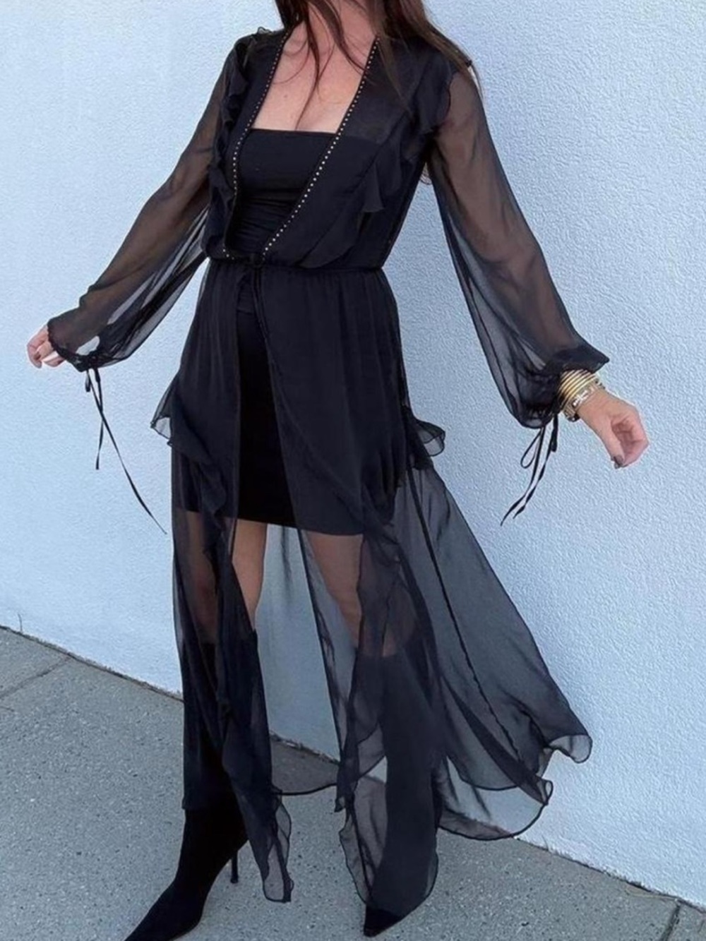Victoria’s Secret Black Sheer Kimono Duster Dark Romance Boho Festival